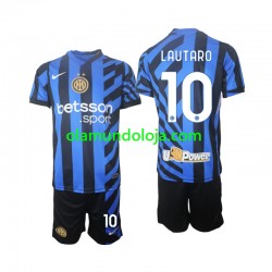Camisola Inter de Milão Lautaro 10 Criança Equipamento Primeiro 2024-2025 Manga Curta